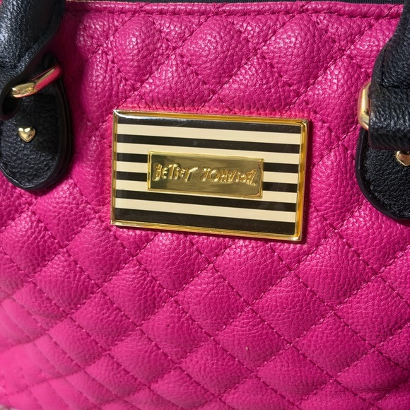 Betsey Johnson Pink Quilted Satchel with Tassel - Picture 3 of 10